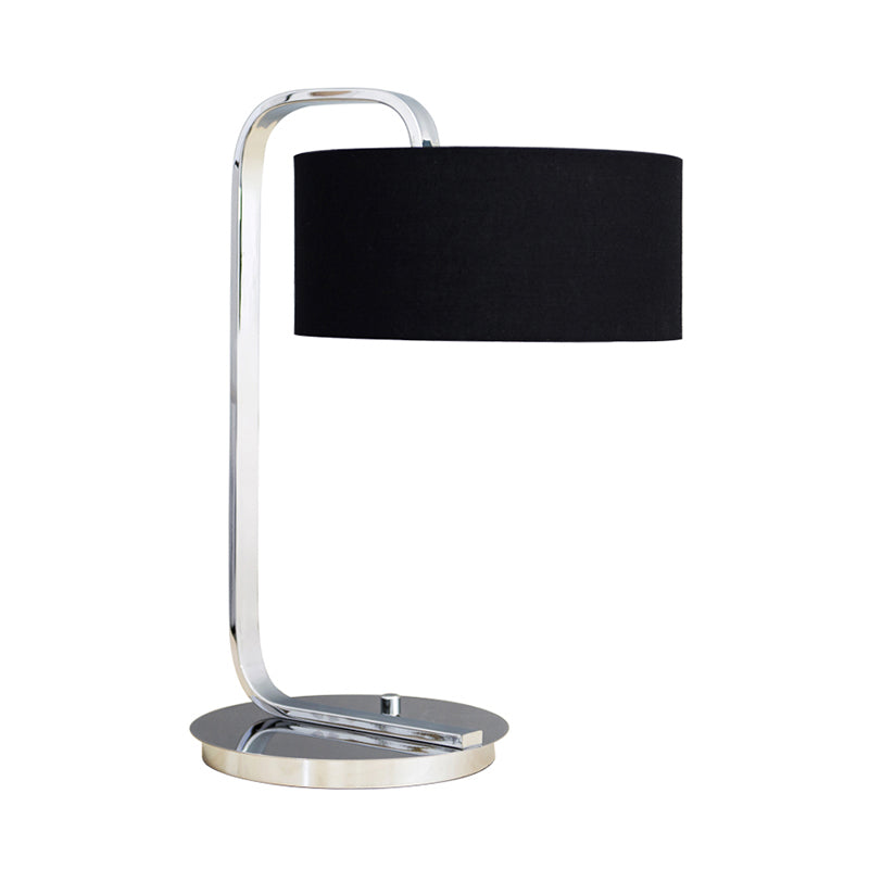 Modern Fabric Led Desk Light In Black/White For Bedroom With Drum Reading Book Enhancer