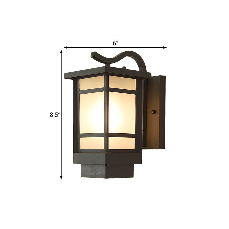 Classic Opaline Glass Wall Lamp With Metal Frame - Black