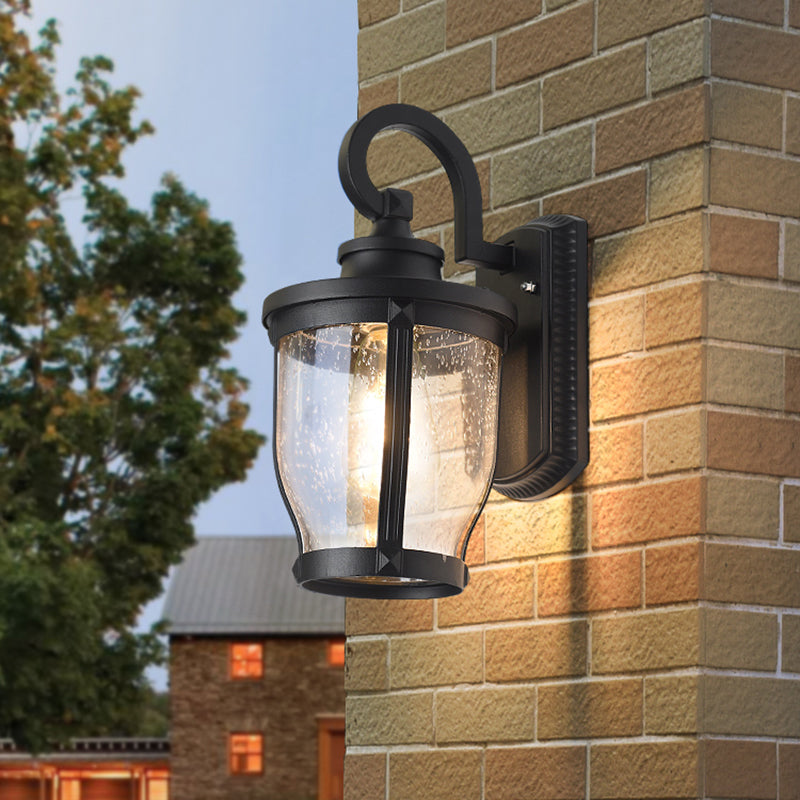 Black Seedy Glass Wall Mount Lamp With Single Light For Warehouse