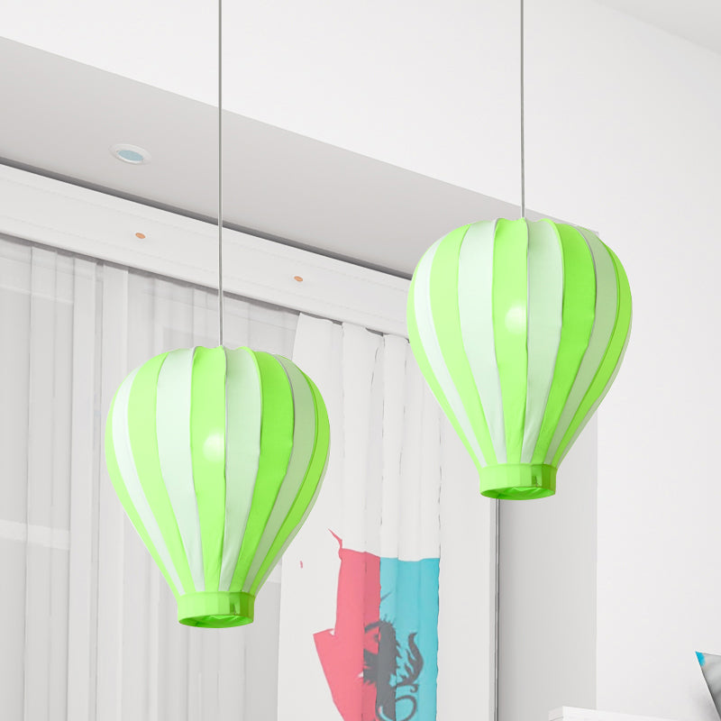 Cartoon Fabric Balloon Hanging Pendant Light Fixture | 1 In Red/Blue/Green For Play Room Green