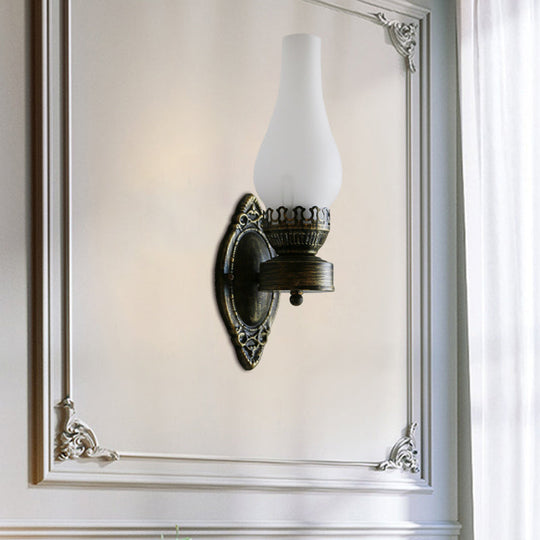Head Vase Wall Lamp With Nautical Black Finish And Crackle Glass - Ideal For Lighting Textured White