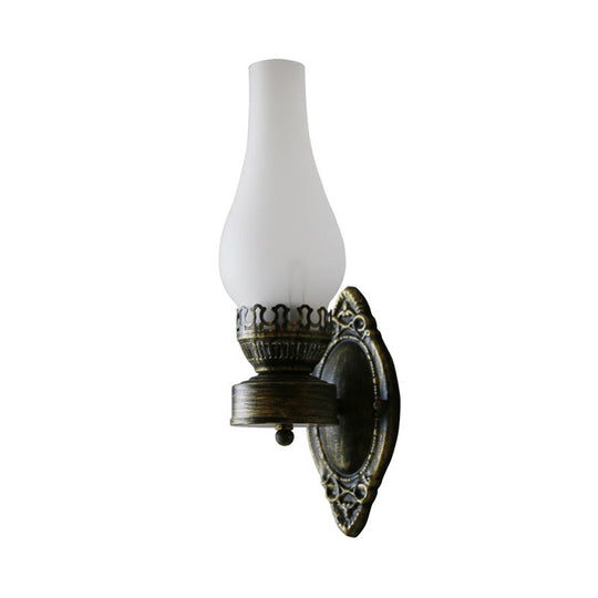 Head Vase Wall Lamp With Nautical Black Finish And Crackle Glass - Ideal For Lighting