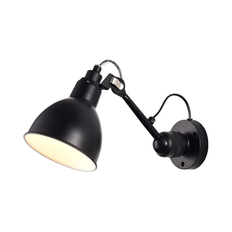 Minimalist 1-Head Wall Lamp With Metal Shade - Black/White Sconce Lighting For Living Room