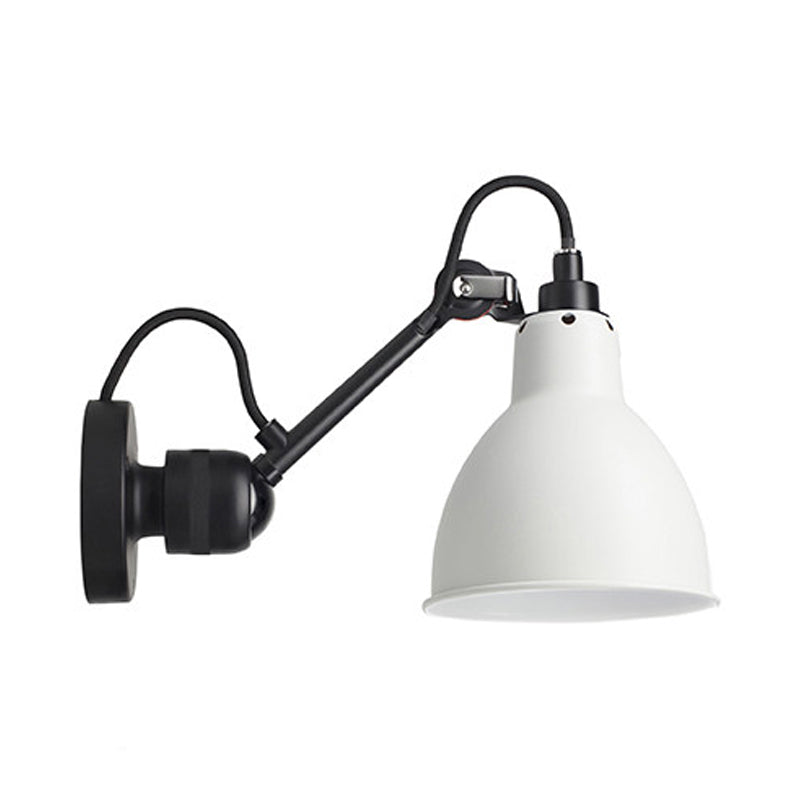 Minimalist 1-Head Wall Lamp With Metal Shade - Black/White Sconce Lighting For Living Room