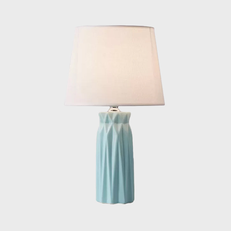 Ksora - Pink/Blue Fabric Cone Reading Light Modernism 1-Bulb Pink/Blue Night Table Lamp with Ceramic Base