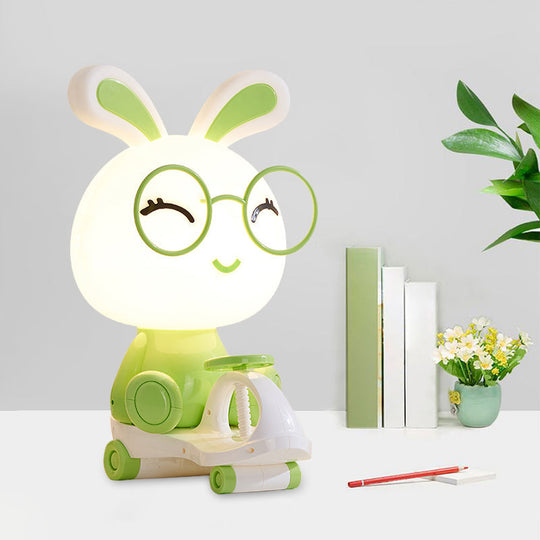 Iris - Adorable Pig/Frog/Panda Kids Bedroom Reading Book Light Plastic 1-Light Cartoon Night Table Lamp in Black/Pink/Green