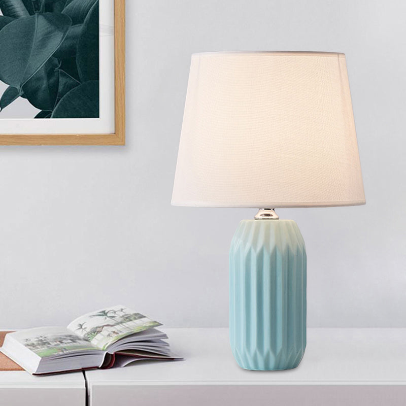 Nordic Cone Reading Light | 1-Head Nightstand Lamp Pink/Blue/Lemon Green Ceramic Base Blue