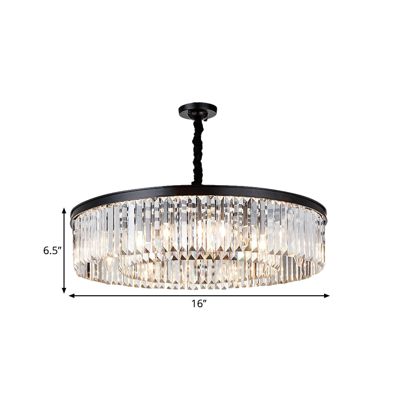 Modern Faceted Crystal 4-Headed Tiered Circle Chandelier - Black