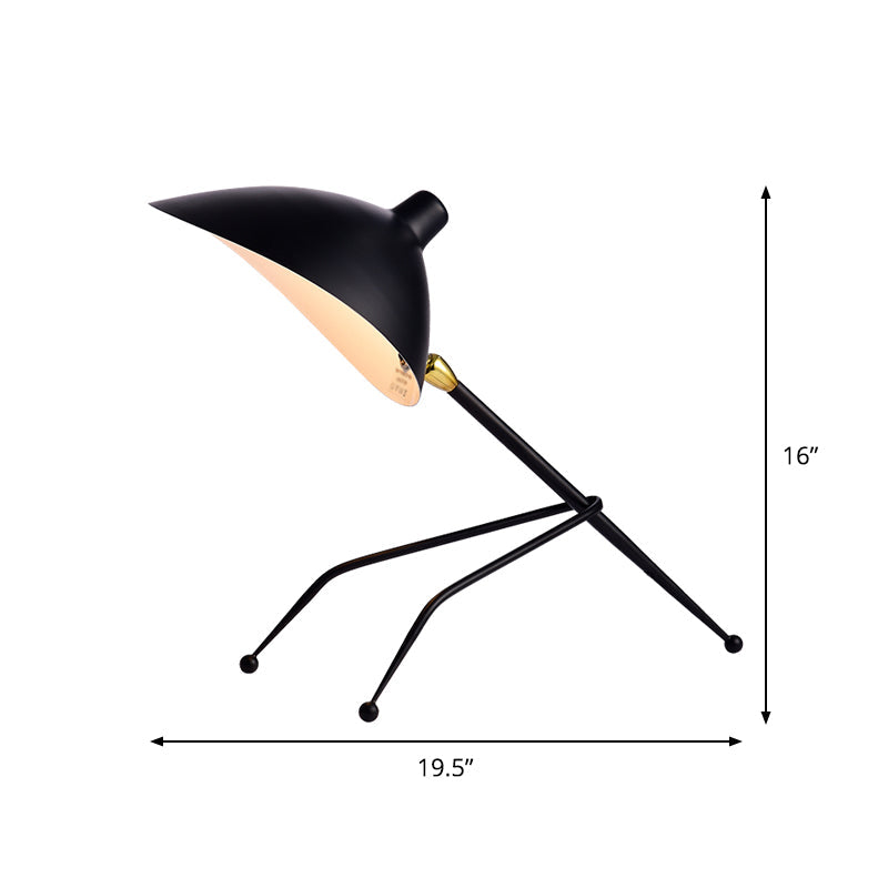 Eva - Black Black Bowl Reading Light Cartoon 1-Head Metal Nightstand Lamp with Tripod and Adjustable Shade