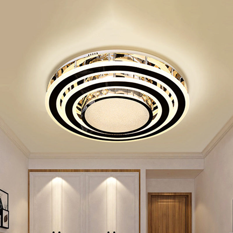 Led Ceiling Fixture - Sleek Black Circle Flush Mount Light With Acrylic Shade