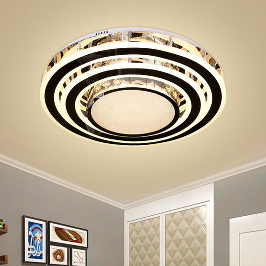 Led Ceiling Fixture - Sleek Black Circle Flush Mount Light With Acrylic Shade