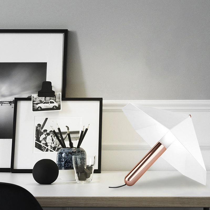 Small Metallic Desk Lamp - Cartoon 1 Light Table In White Ideal For Study Room