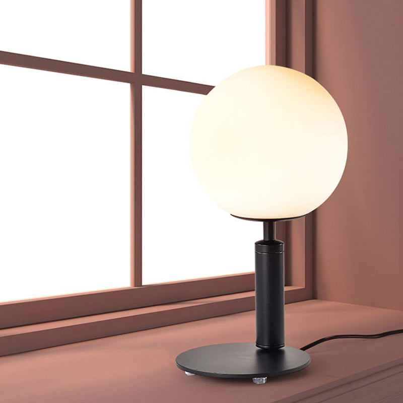 Modern Cream Glass Ball Night Table Lamp With 1-Bulb: Black/Grey/White Reading Book Light Black