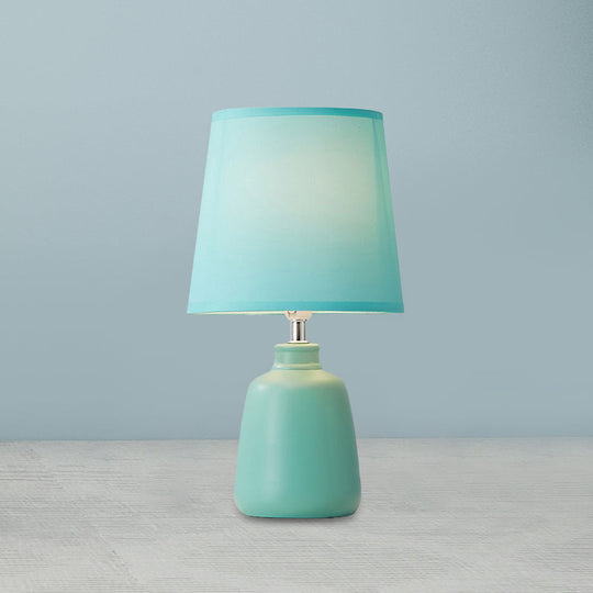 Modern Tapered Nightstand Lamp With Nordic Design Ceramic Base And Colorful Vase - Pink/Blue/Green