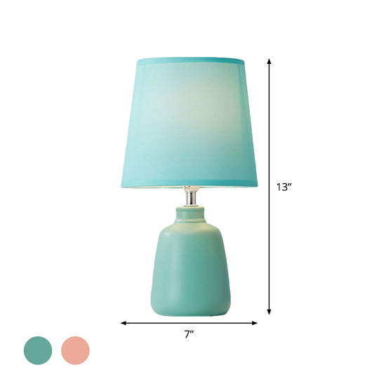 Modern Tapered Nightstand Lamp With Nordic Design Ceramic Base And Colorful Vase - Pink/Blue/Green