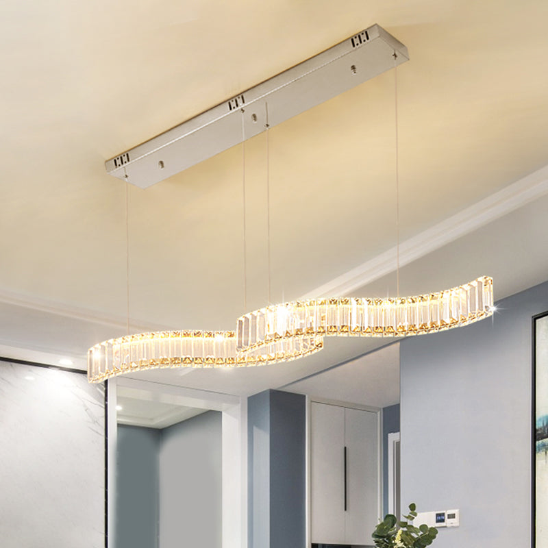 Modern Led Silver Crystal Pendant Light For Dining Room - Stylishly Illuminate Your Space