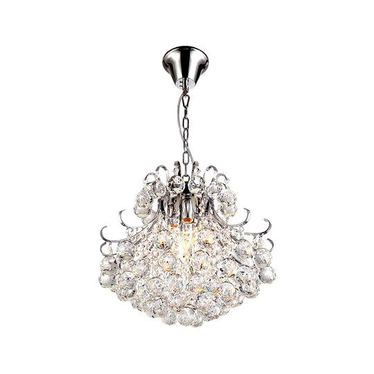Contemporary 4 Head Clear Crystal Chandelier - Chrome Ceiling Pendant Light For Bedroom