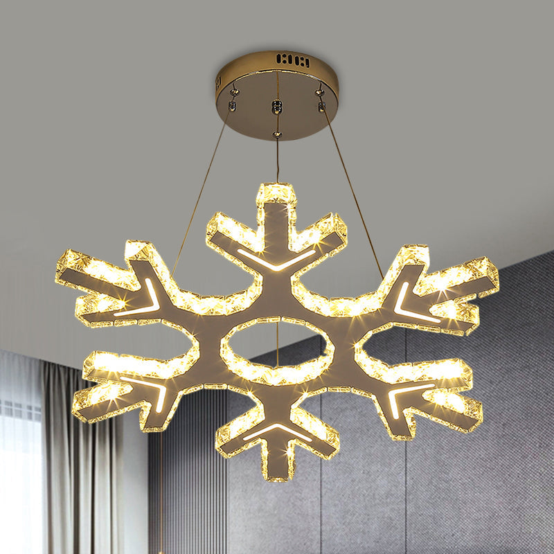 Stainless-Steel Led Crystal Pendant Light - Modern Snowflake Chandelier For Corridor Ceiling
