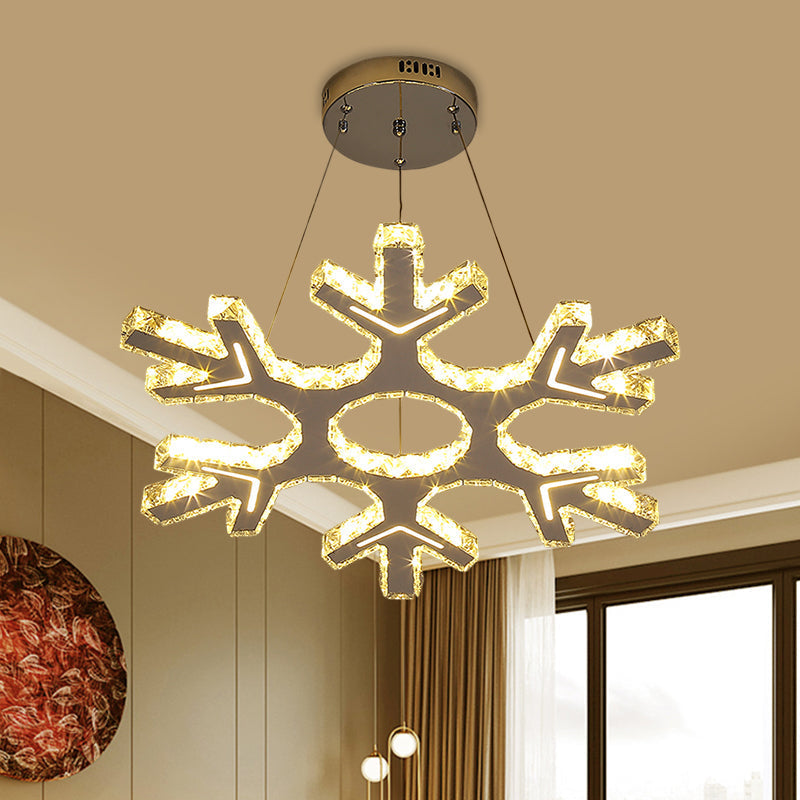 Stainless-Steel Led Crystal Pendant Light - Modern Snowflake Chandelier For Corridor Ceiling