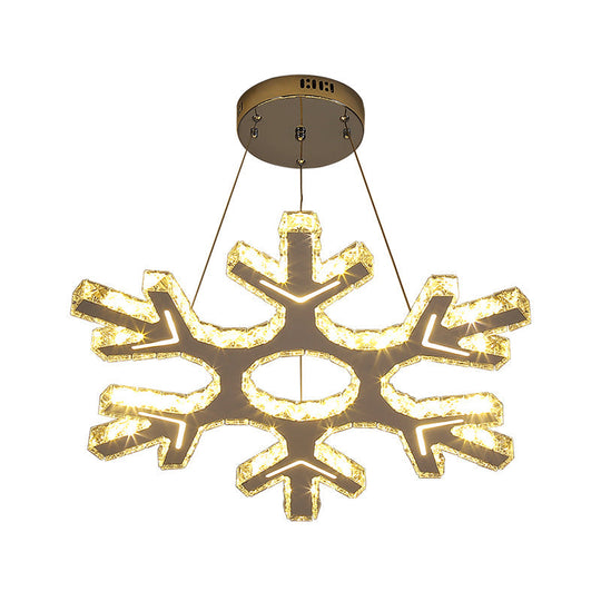 Stainless-Steel Led Crystal Pendant Light - Modern Snowflake Chandelier For Corridor Ceiling