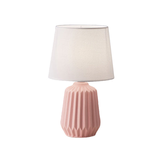 Pink Ceramic Base Conical Desk Lamp - Simple 1-Light Table Light For Bedroom