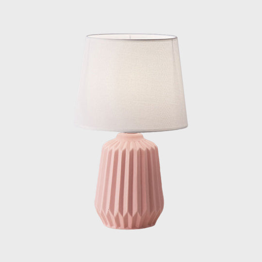 Pink Ceramic Base Conical Desk Lamp - Simple 1-Light Table Light For Bedroom