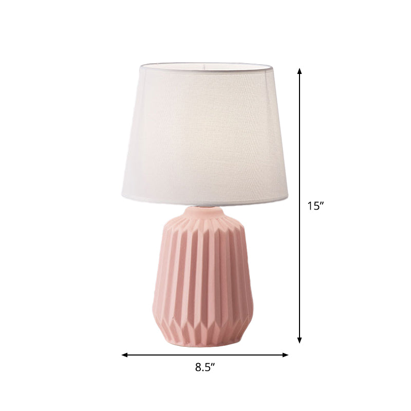 Pink Ceramic Base Conical Desk Lamp - Simple 1-Light Table Light For Bedroom