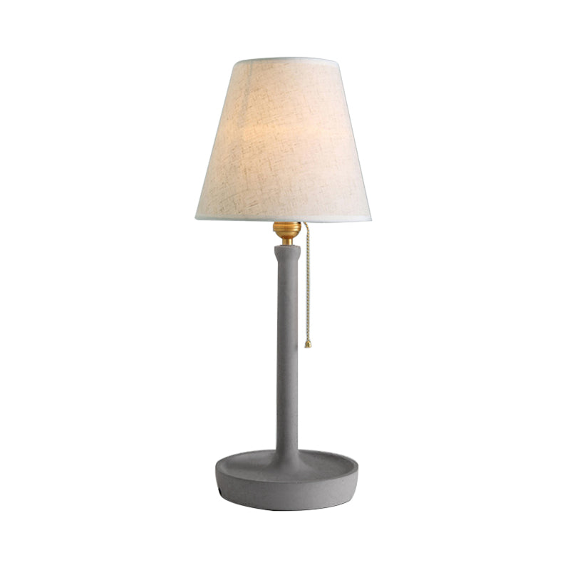 Nordic Style Tapered Cement Desk Lamp With Pull Chain - 1 Light Grey/Red/Brown Standing Table