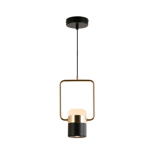 Margaret - Modern Black/White Cylinder Pendant Lamp Modern LED Steel and Glass Hanging Lighting with Rounded Edged Vertical/Horizontal Rectangle