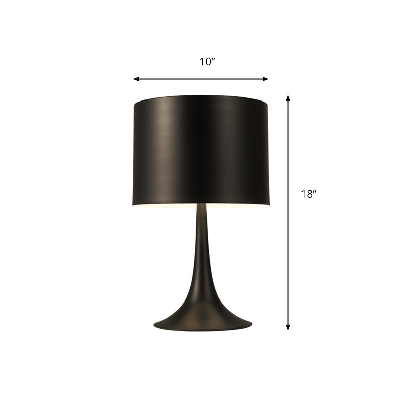 Modern Black/White Drum Table Light- Curvaceous Base Simple Style- 1 Light Metal Lamp- 10/12 Dia-