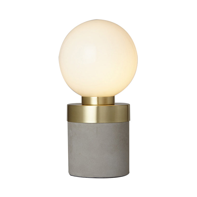 Stylish 1 Light Gray Table Lamp With Frosted Glass & Cement Base - Global Modern Lighting