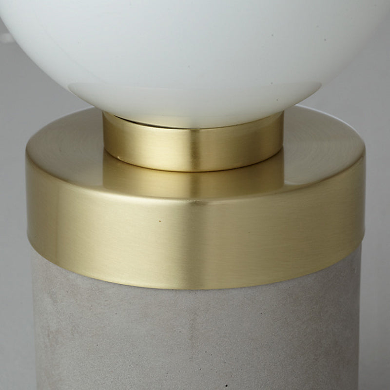 Stylish 1 Light Gray Table Lamp With Frosted Glass & Cement Base - Global Modern Lighting
