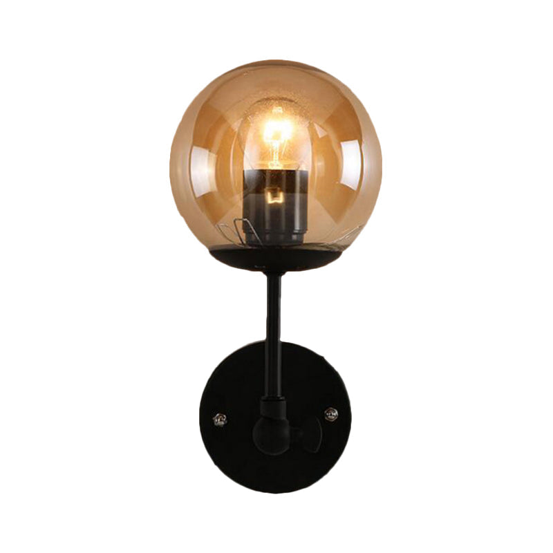 Contemporary Black Wall Sconce With Globe Glass Shade