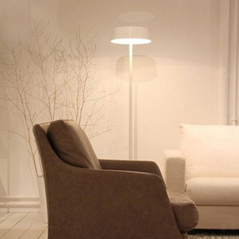 Minimalist Black/White Smooth Drum Floor Lamp - 3-Light Metal Lighting For Living Room White