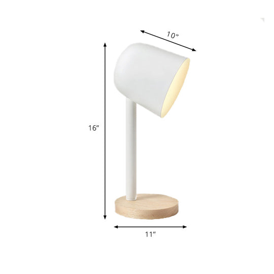 Minimalist White/Blue/Green Domed Desk Reading Lamp With Wooden Base