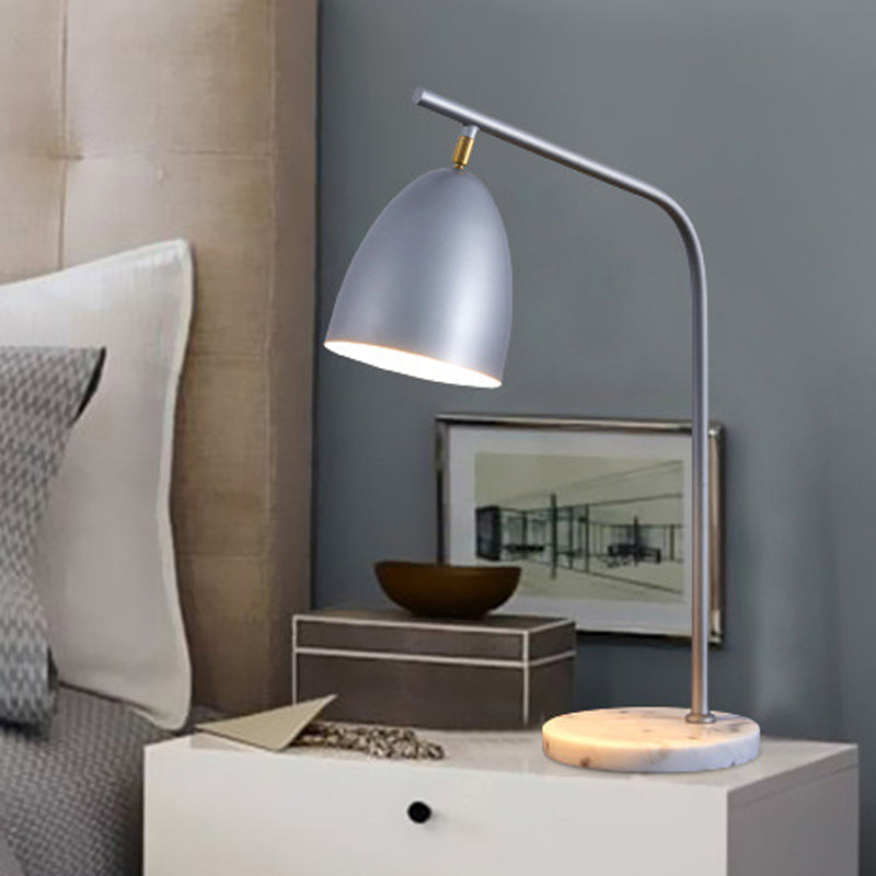 Sleek Conical Desk Lamp With Marble Base - 1-Light Bedside Reading Book Light In Black/White Grey