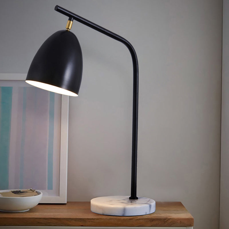 Sleek Conical Desk Lamp With Marble Base - 1-Light Bedside Reading Book Light In Black/White