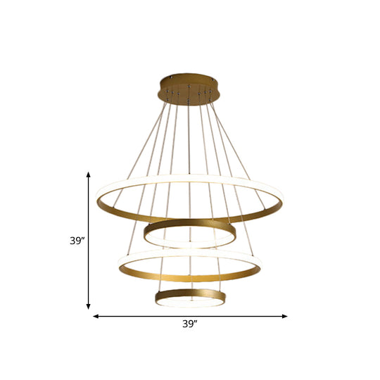 31.5/39 Wide 4-Tier Gold Led Pendant Chandelier - Modern Living Room Hanging Lamp