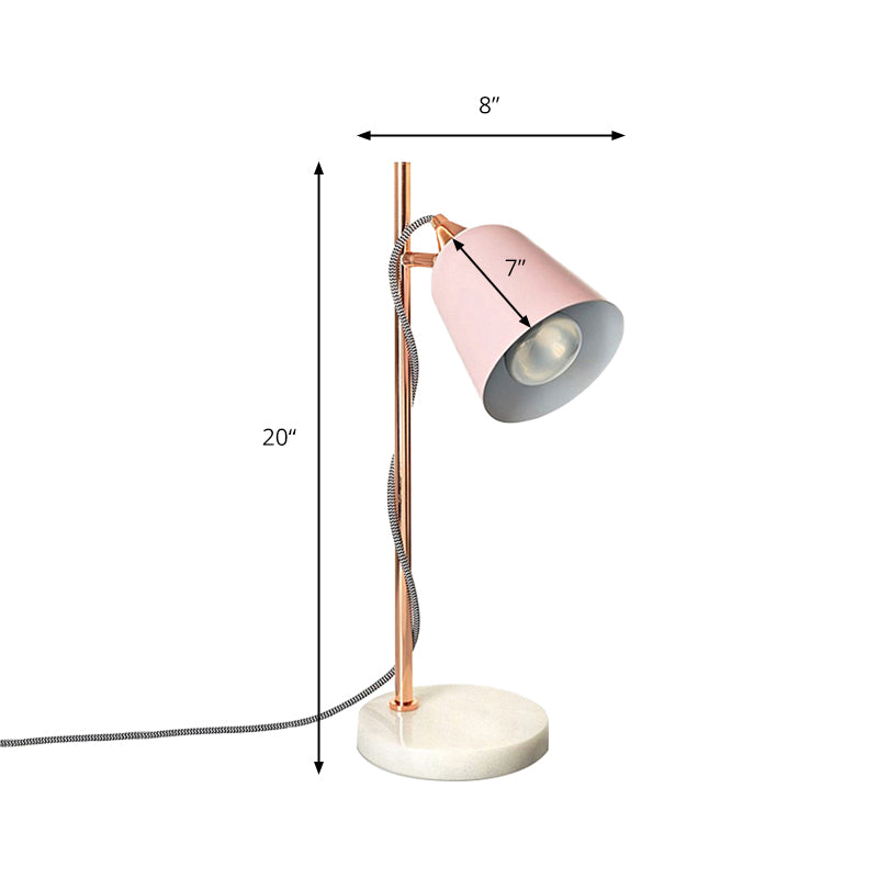 Nordic Style Cup Shaped Gray/Pink Desk Lamp With Marble Base - Perfect For Study Room
