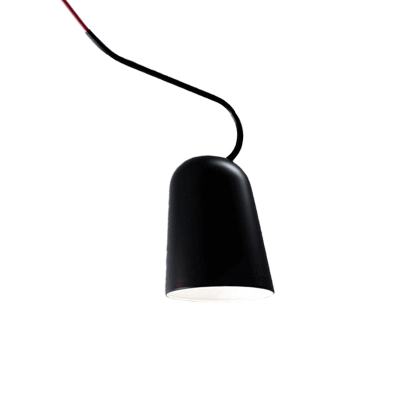 Modern 1-Light Dining Room Pendant with Metal Bell Shade - Black/White