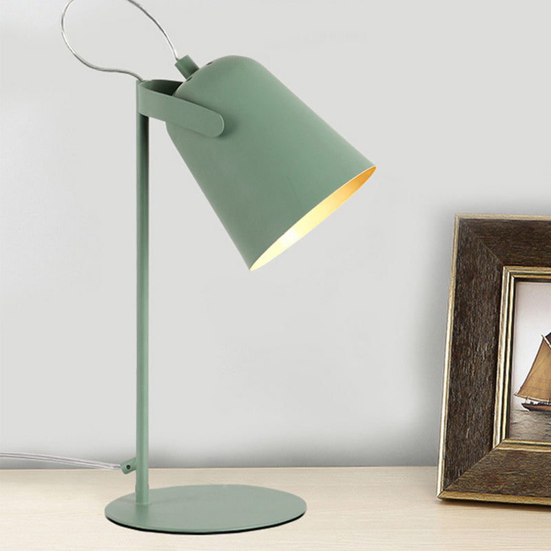 Adjustable Macaron-Style Metallic Desk Lamp Barre Shade 1-Light Black/Grey Perfect For Bedroom