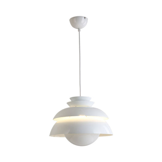 Hannah - White White Tiered Hanging Light Contemporary Style 1-Light Metallic Pendant Lamp with Flared Shade for Restaurant