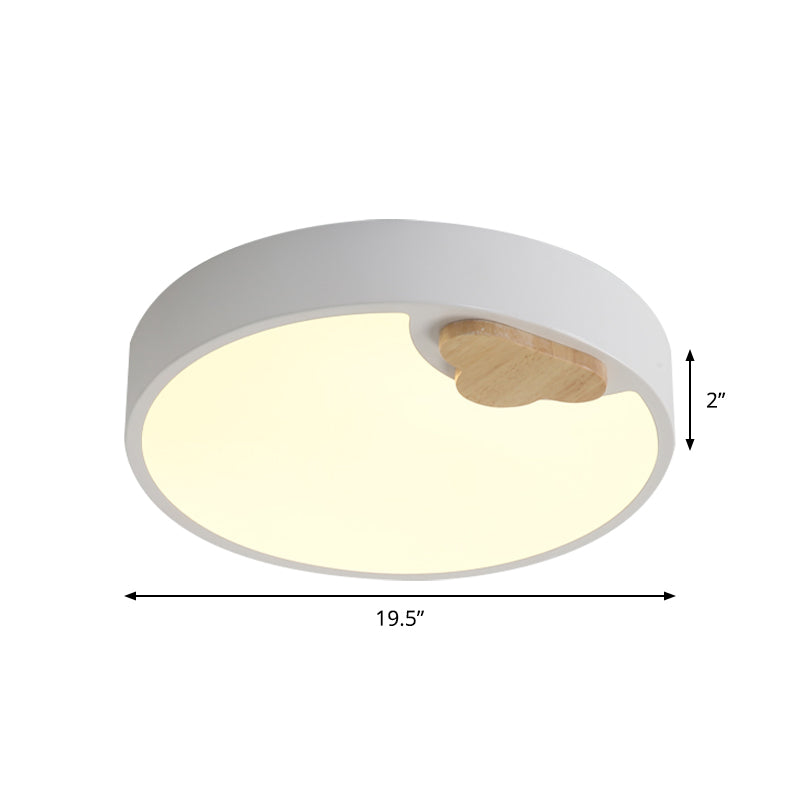 Scandinavian Acrylic Ceiling Light Fixture: White Led Round Flush Mount Lamp 16/19.5 Width