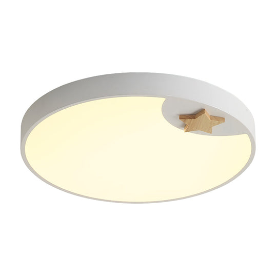 Contemporary Led Acrylic Ceiling Fixture - Circle Design 16/19.5 Wide Wood Star Deco White Flush