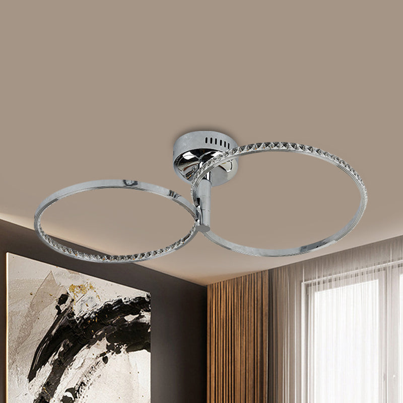 Modern Style Led Ceiling Mount With Metallic Hoop Design Stainless-Steel Finish Warm Light