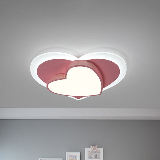 Pastel Heart Flush Light: Acrylic Led Ceiling Mount For Macaron Lovers (White/Pink/Yellow) Pink