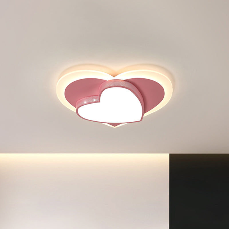 Pastel Heart Flush Light: Acrylic Led Ceiling Mount For Macaron Lovers (White/Pink/Yellow)