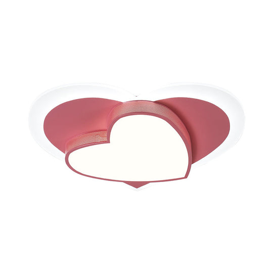 Pastel Heart Flush Light: Acrylic Led Ceiling Mount For Macaron Lovers (White/Pink/Yellow)
