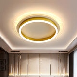 Contemporary Gold Round Led Flush Ceiling Light With Acrylic Shade - 16/19.5 Width