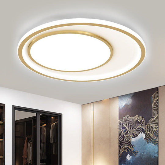 Modern Acrylic Led Gold Flush Mount Ceiling Light - 16.5/20.5 Wide Rounded Design